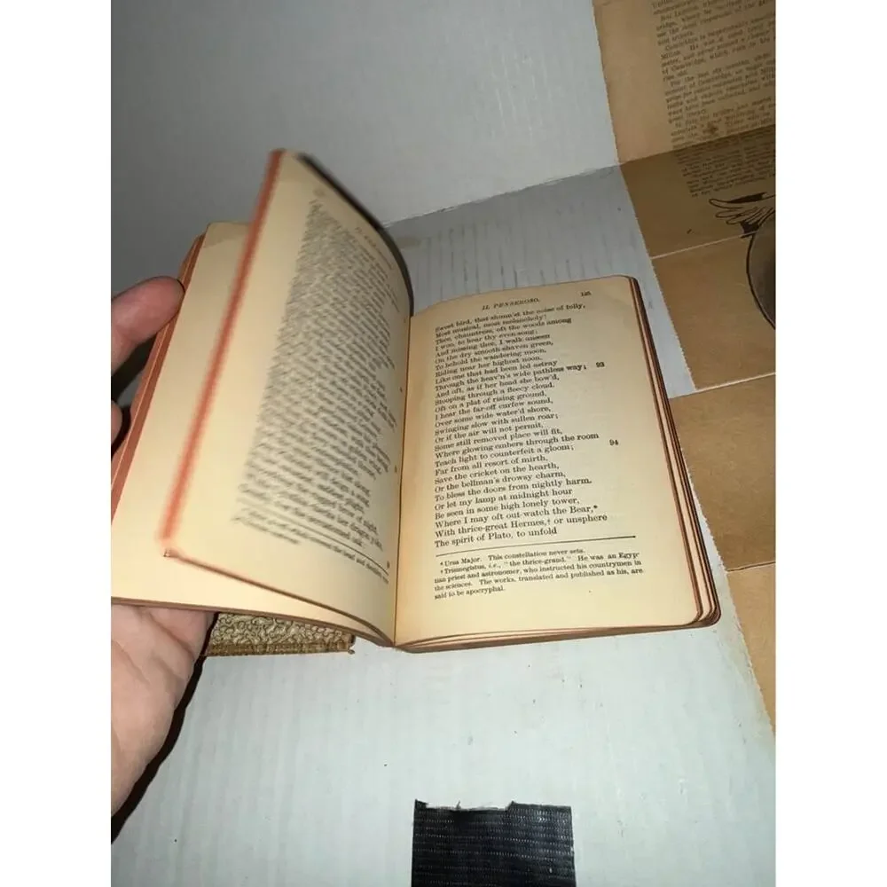 Book Poetical Works of John Milton c.1900  Padded Leather BINDING Colored Milton